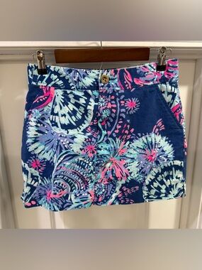 Lilly Pulitzer Navy Floral Starburst Skort Skirt Size 2